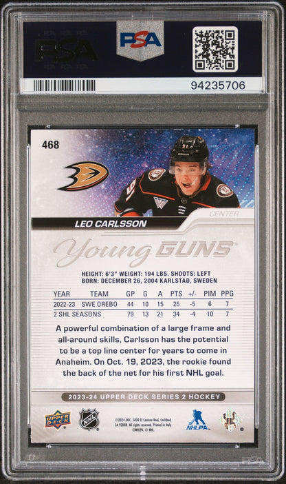 2023 Upper Deck Young Guns Outburst Silver Leo Carlsson #468 PSA 9