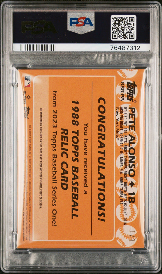 2023 Topps 1988 Topps Baseball Relics Platinum 1/1 Pete Alonso #88RPA PSA 9