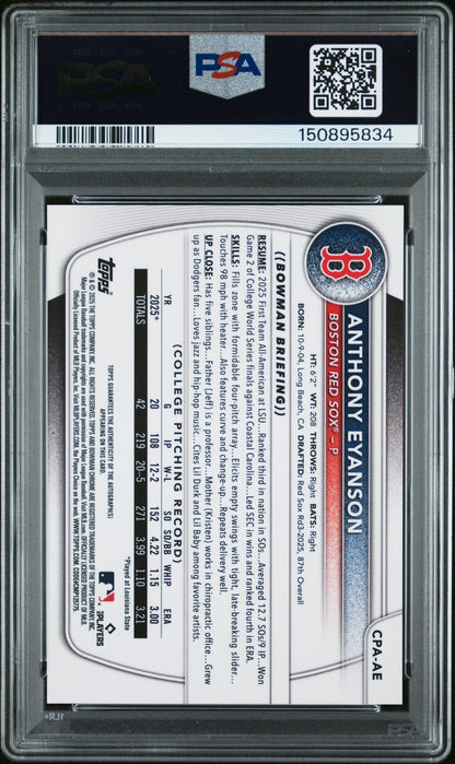 2025 Bowman Draft Chrome Prospect Autographs Hta Choice Anthony Eyanson #CPA-AE /150 PSA 10