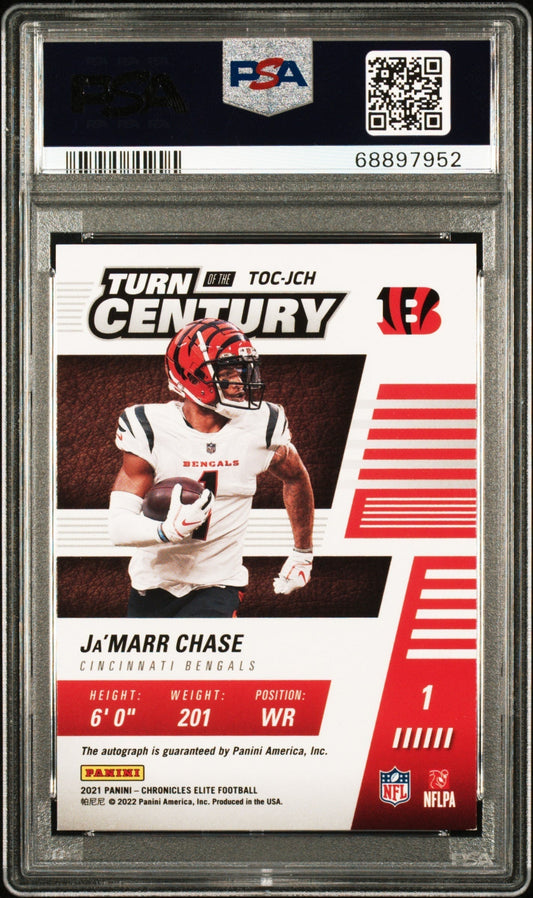 2021 Panini Chronicles Elite Turn of the Century Autographs Gold Ja'Marr Chase #TOCJCH PSA 8