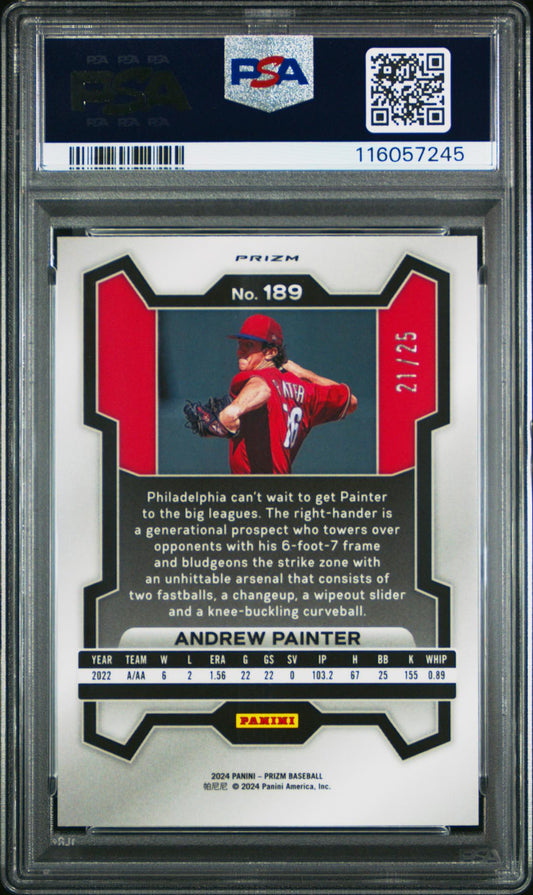 2024 Panini Prizm Mojo Prizm Andrew Painter #189 /25 PSA 10