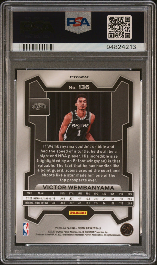 2023 Panini Prizm Silver Prizm Victor Wembanyama #136 PSA 10