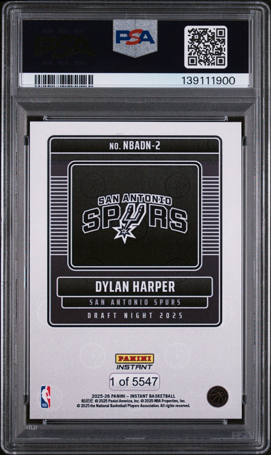 2025 Panini Instant Draft Night Dylan Harper #NBADN2 /5547 PSA 10