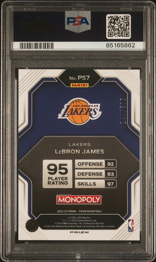 2022 Panini Prizm Monopoly All-Stars Gold Money Shimmer Prizm LeBron James #PS7 /500 PSA 10