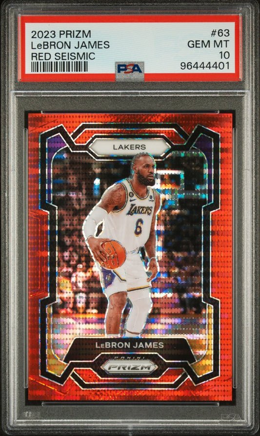 2023 Panini Prizm Red Seismic LeBron James #63 /299 PSA 10