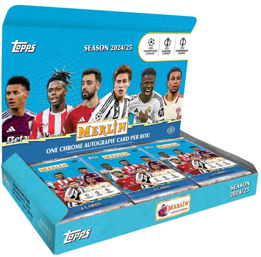 2024-25 Topps UEFA Club Competitions Merlin Chrome Soccer Hobby 12 Box Case
