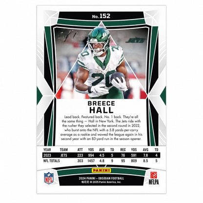 2024 Panini Obsidian 152 Breece Hall Obsidian Jets