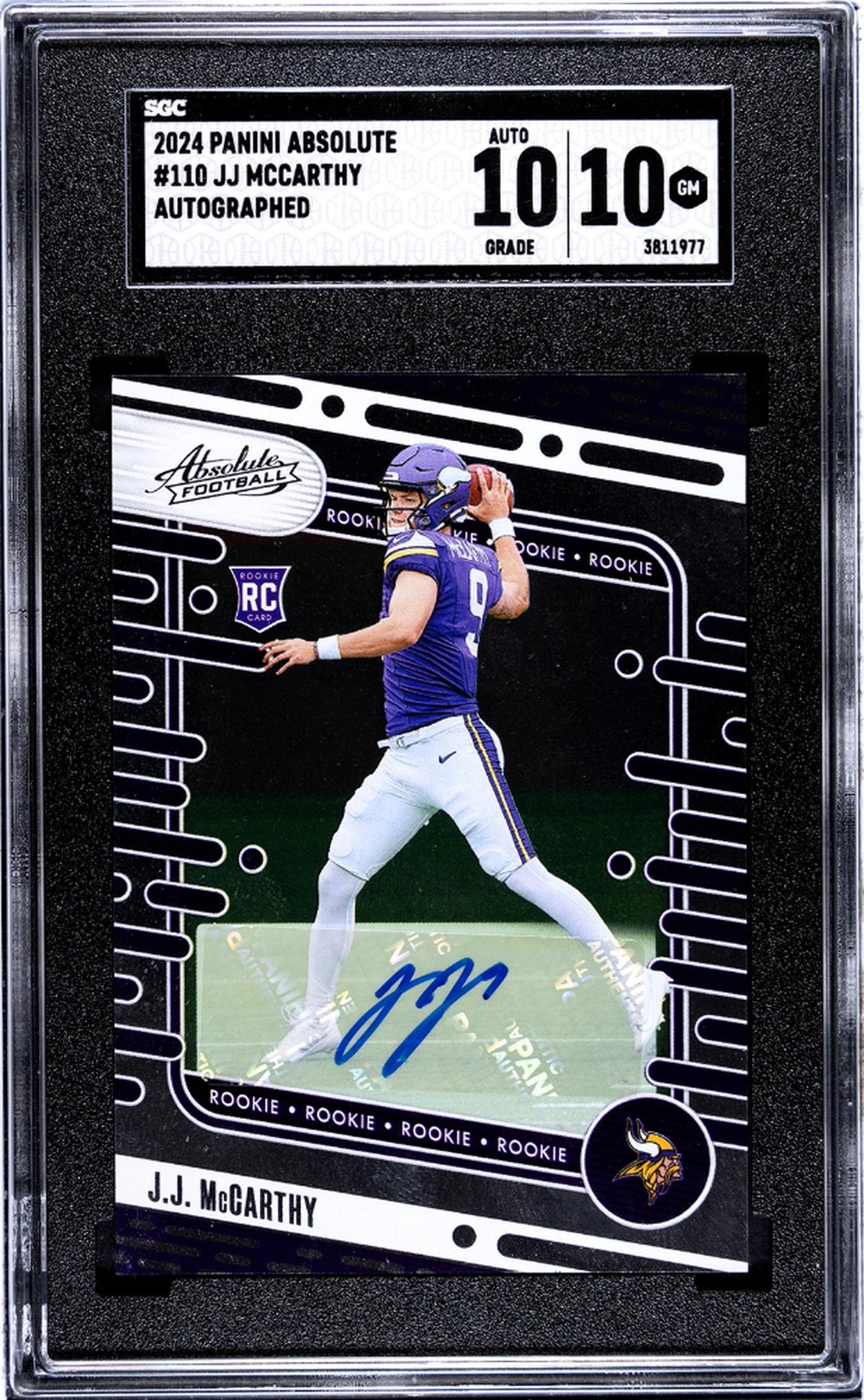 2024 Panini Absolute #110 Jj Mccarthy Auto. SGC 10