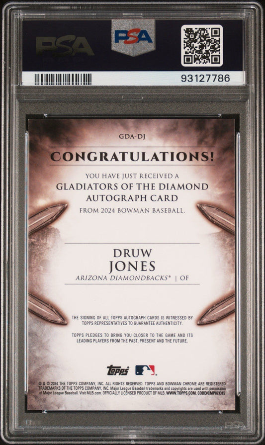 2024 Bowman Druw Jones #GDA-DJ SuperFractor 1/1 Parallel Rookie Chase PSA