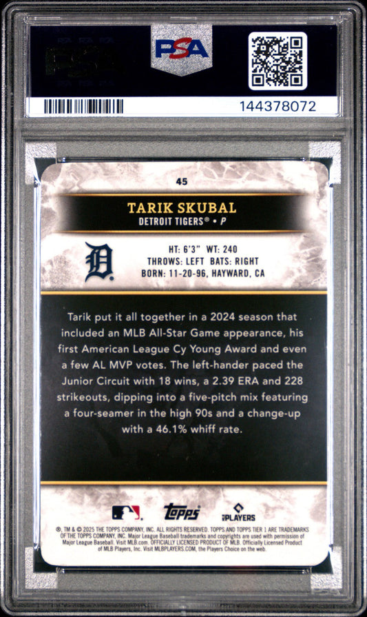 2025 TOPPS TIER ONE TARIK SKUBAL #45 MAGENTA PRINTING PLATES 1/1 1/1 PSA