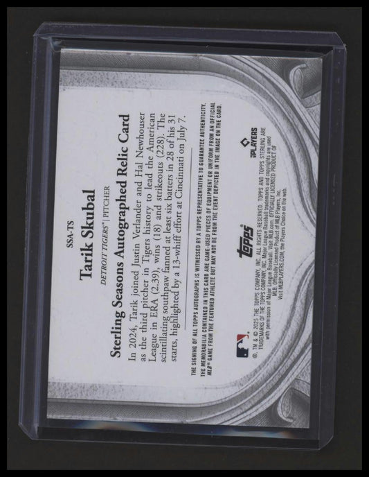 2025 Topps Sterling Tarik Skubal #SSA-TS Relic Auto Parallel/Variety AU Memo