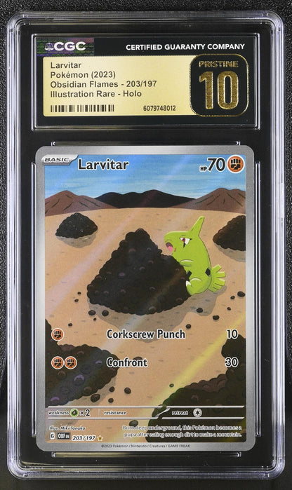 2023 Pokémon Scarlet & Violet Obsidian Flames Larvitar #203/197 CGC Pristine 10