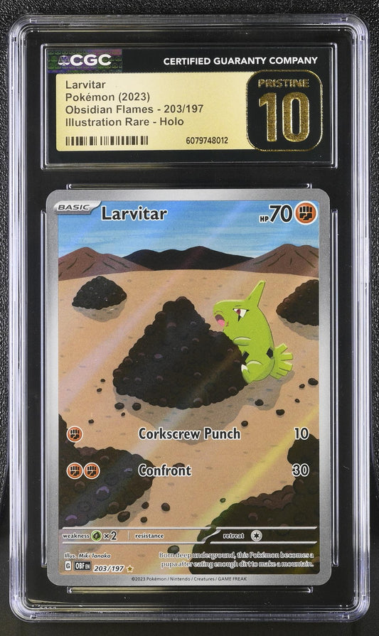 2023 Pokémon Scarlet & Violet Obsidian Flames Larvitar #203/197 CGC Pristine 10