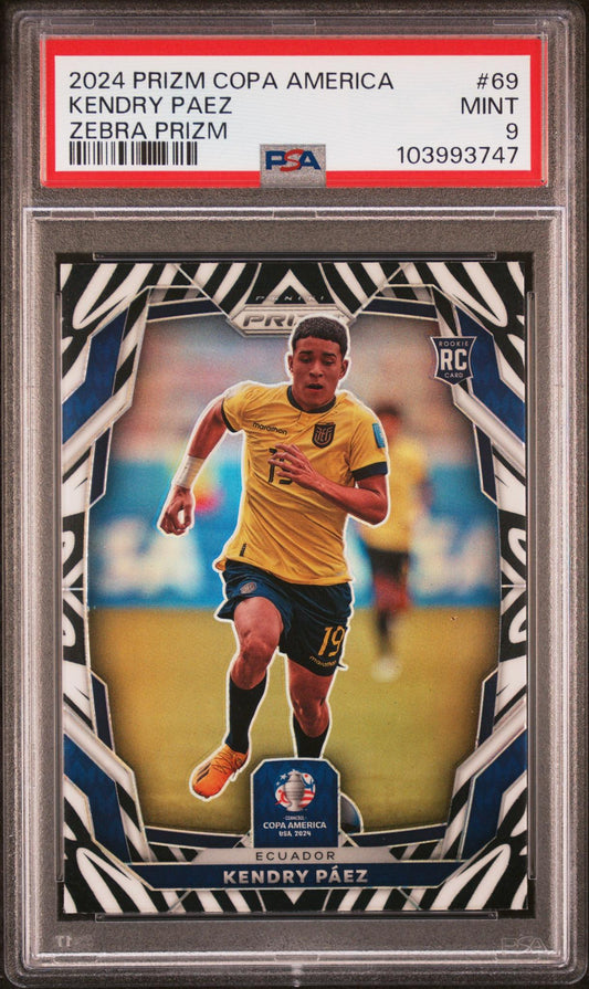 2024 Panini Prizm Conmebol Copa America Zebra Prizm Kendry Paez #69 PSA 9
