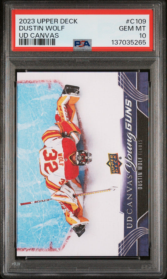 2023 Upper Deck UD Canvas Dustin Wolf #C109 PSA 10