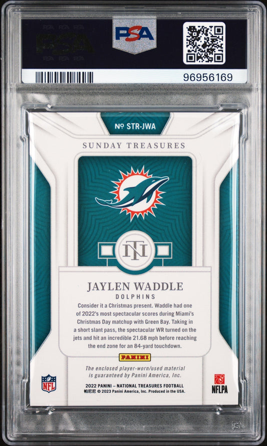 2022 Panini National Treasures Patches Jaylen Waddle #JWA Shield 1/1 PSA 9