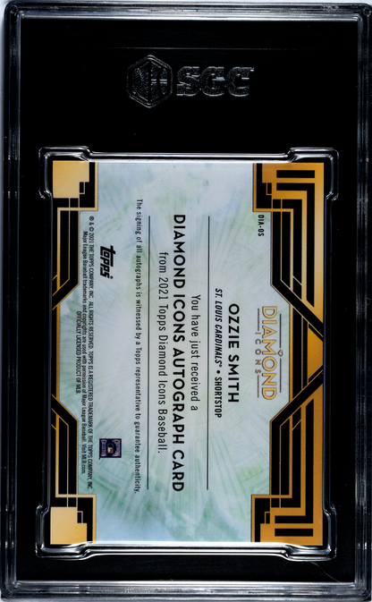 2021 Topps Diamond Icons Ozzie Smith #DIA-OS Autograph Gold SGC 9.5