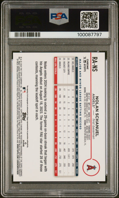 2024 Topps Chrome Rookie Autographs Nolan Schanuel #RANS Orange Ref 12/25 PSA 9