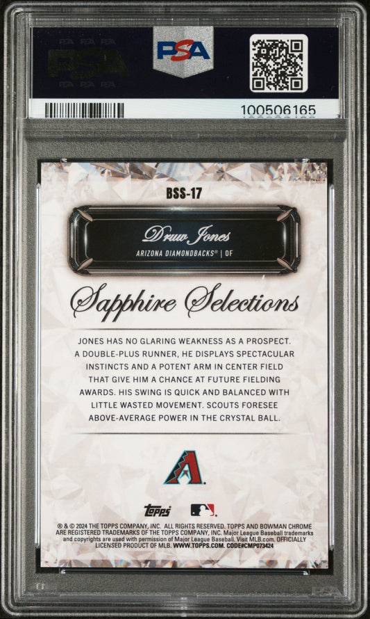 2024 Bowman Sapphire Edition Sapphire Selections Druw Jones Orange 25 PSA 10