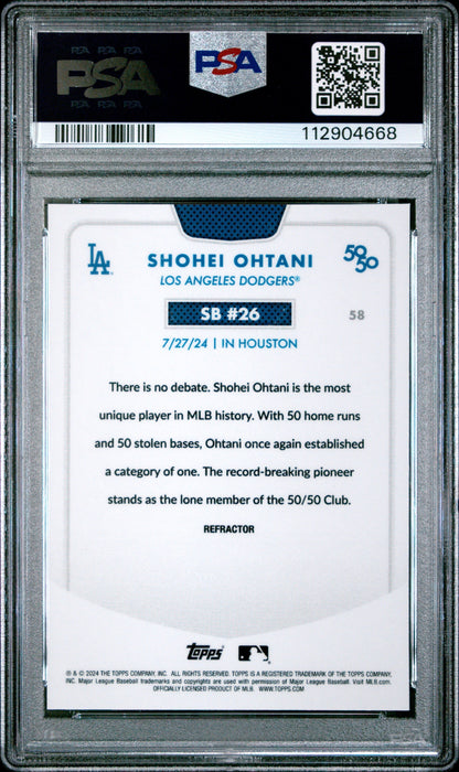 2024 Topps 50/50 Shohei Ohtani Shohei Ohtani #58 Chrome Refractor PSA 9