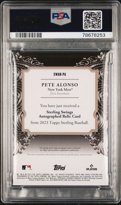 2023 Topps Sterling Sterling Swings Auto Relics Pete Alonso #SWARPA Rlcs PSA