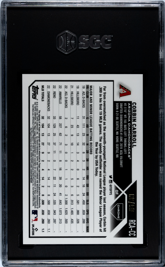 2023 Topps Chrome Logofractor Corbin Carroll #RCA-CC Auto Green SGC 9.5 Auto 10