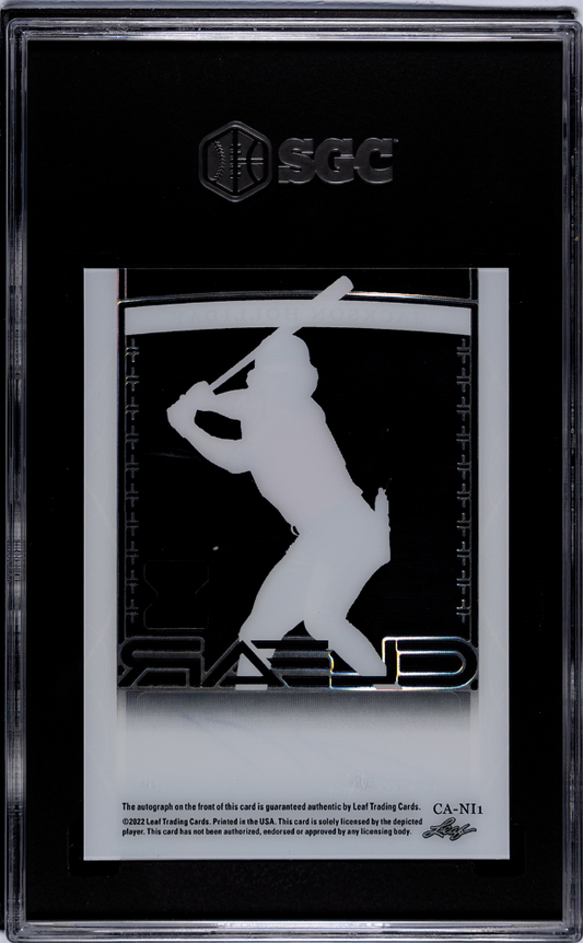 2022 Leaf Trinity Jackson Holliday #CA-NI1 Clear Silver  SGC 9 Auto 10  #/10