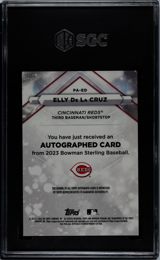 2023 Bowman Sterling Elly De La Cruz #PA-ED Pros. Autograph Wave Refractor SGC 9