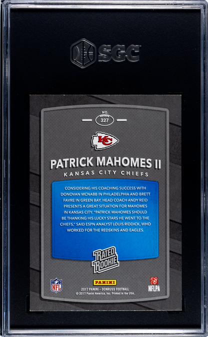 2017 Donruss Patrick Mahomes II #327 Red Press Proof SGC 9
