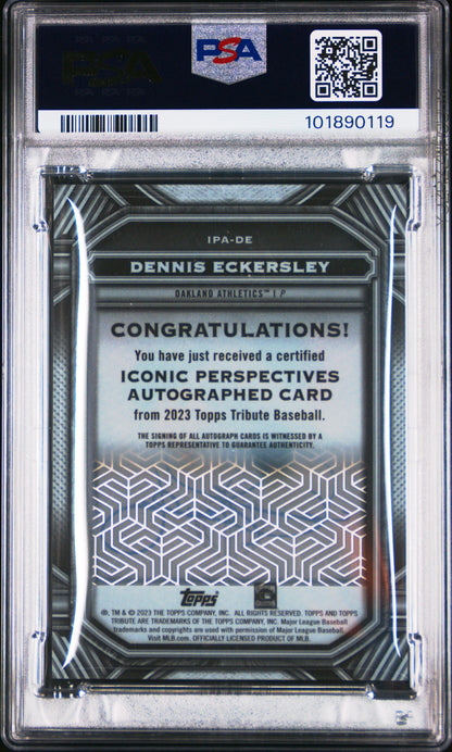 2023 Topps Tribute Perspectives Auto Dennis Eckersley #IPADE Red 01/10 PSA