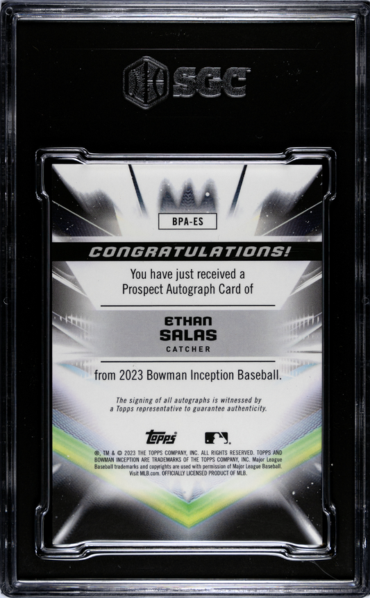 2023 Bowman Inception Ethan Salas #BPA-ES Prospect Autograph Fuchsia Foil SGC 10
