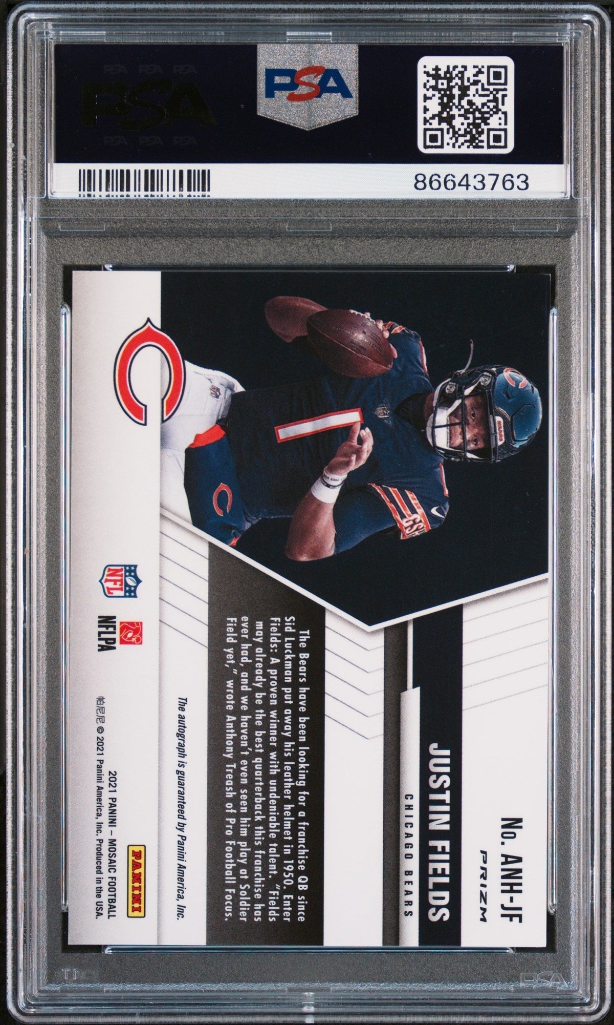 2021 Panini Mosaic Autographs No Huddle Justin Fields #ANHJF PSA 9