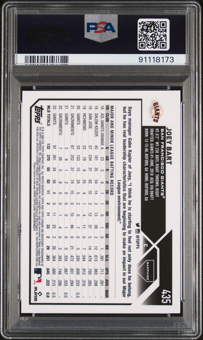 2023 Topps Chrome Sapphire Joey Bart #435 Orange 15/25 PSA 10