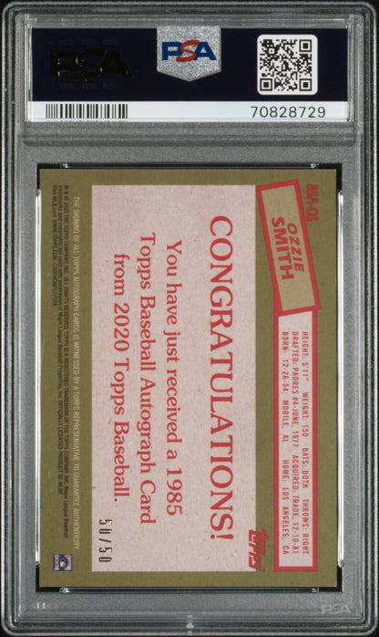 2020 Topps 1985 Topps 35th Anniversary Auto Ozzie Smith #85AOS '85  Gold PSA 8