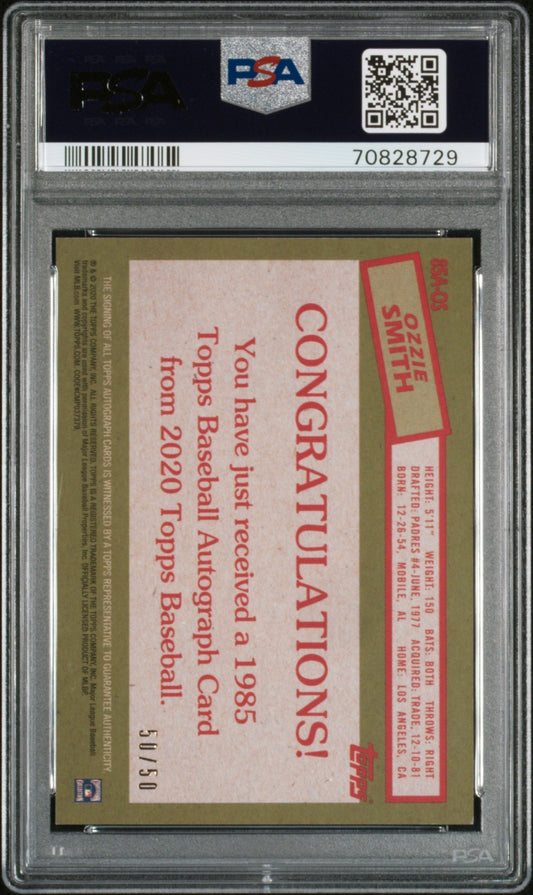 2020 Topps 1985 Topps 35th Anniversary Auto Ozzie Smith #85AOS '85  Gold PSA 8