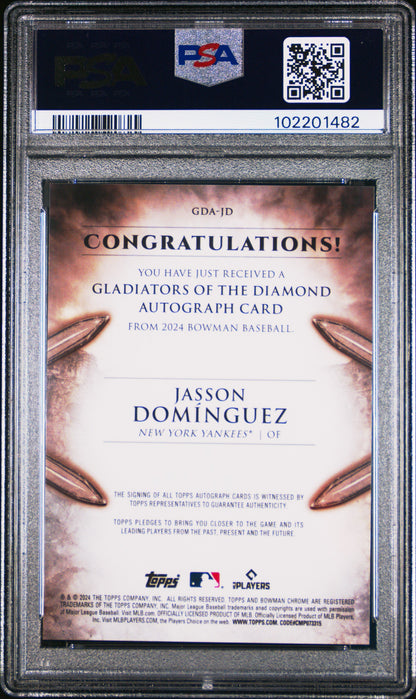 2024 Bowman Gladiators  Diamond Auto Jasson Dominguez #GDAJD Gold 32/60 PSA 10