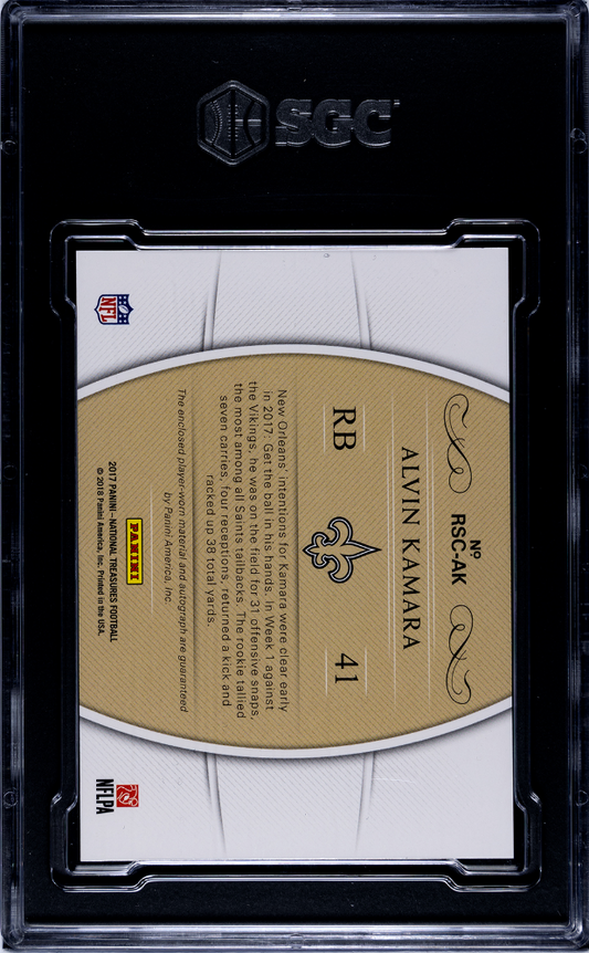 2017 Panini National Treasures Alvin Kamara #RSC-AK Rookie NFL Gear SGC