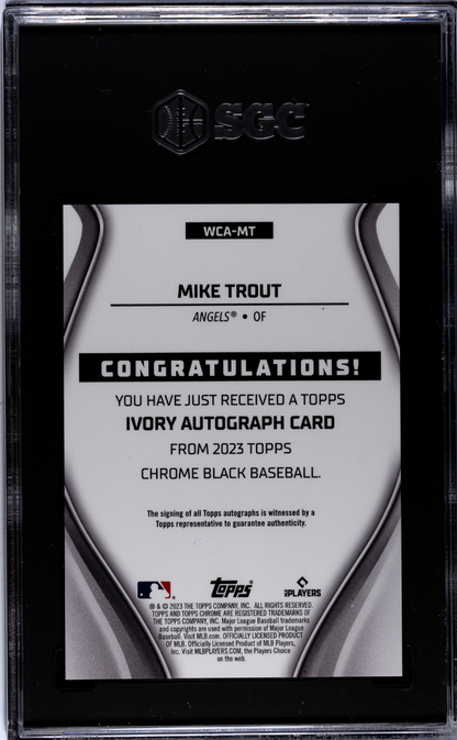 2023 Topps  Black Mike Trout #WCA-MT Ivory Auto Red Trim Refractor SGC Auto 10