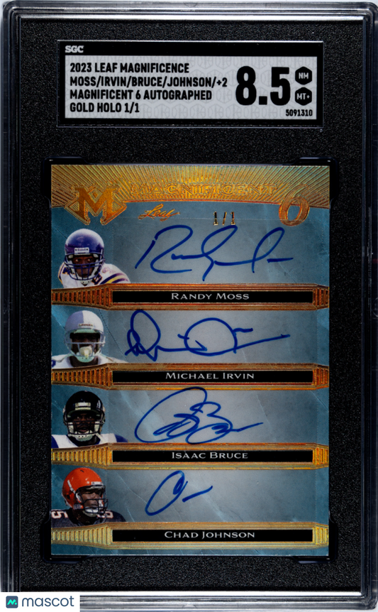 2023 Leaf Johnson Adams Hill Moss Irvin Bruce #M6-5 6 Auto Gold Holo 1 1 SGC 8.5