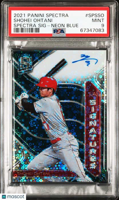 2021 Panini Spectra Spectra Signatures Shohei Ohtani #SPSSO Neon Blue PSA 9