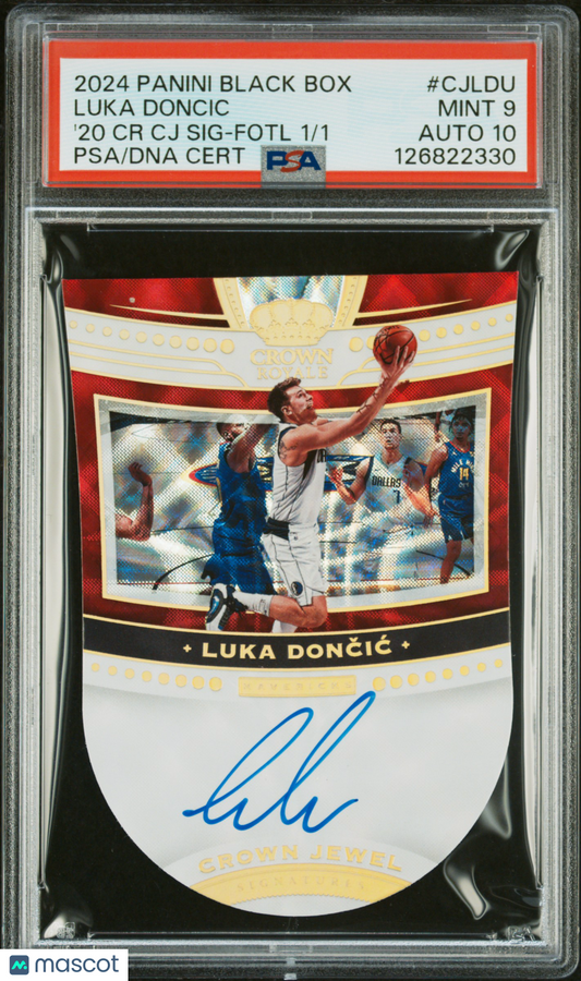 2024 Panini Black Box Luka Doncic #CJLDU '20 CR CJ SIG Fotl 1/1 PSA 9 Auto 10