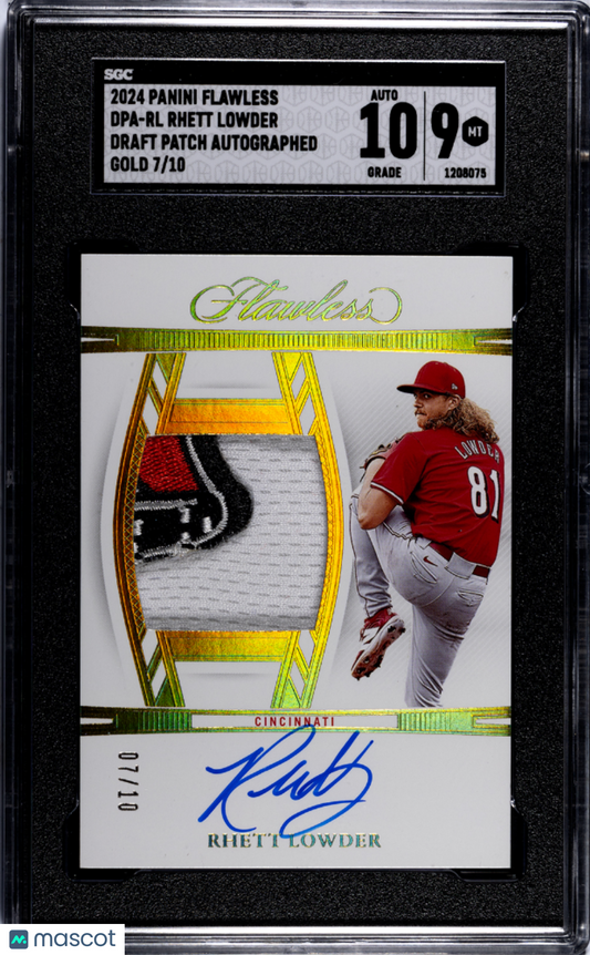 2024 Panini Flawless Rhett Lowder #DPA-RL Draft Patch Auto Gold SGC 9 Auto 10