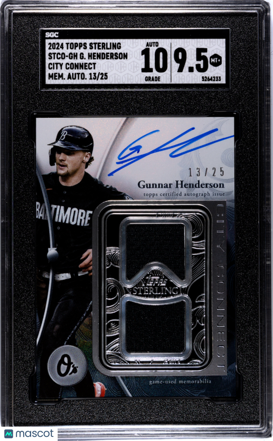 2024 Topps Sterling Gunnar Henderson #STCO-GH City Connect Mem. SGC 9.5 Auto 10