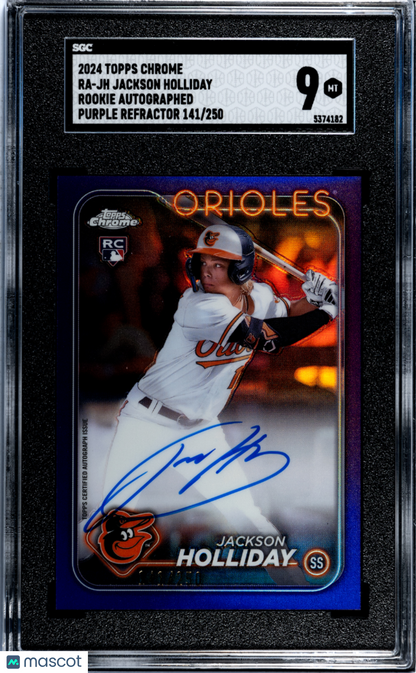 2024 Topps Chrome Jackson Holliday #RA-JH RK. Autograph Purple Refractor SGC 9