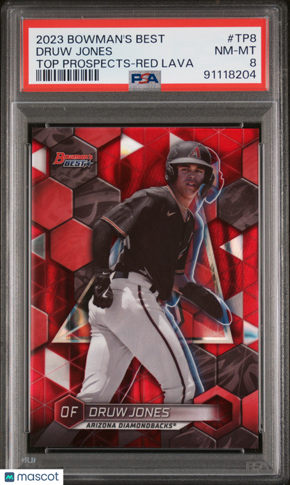 2023 Bowman's Best Top Prospects Druw Jones #TP8 Red Lava PSA 8