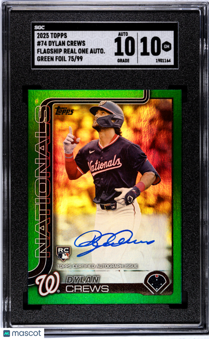 2025 Topps Dylan Crews #74 Flagship Real One Autograph Green Foil SGC 10 Auto 10