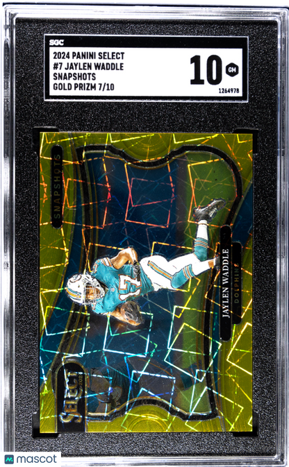 2024 Panini Select Jaylen Waddle #7 Snapshots Gold Prizm SGC 10