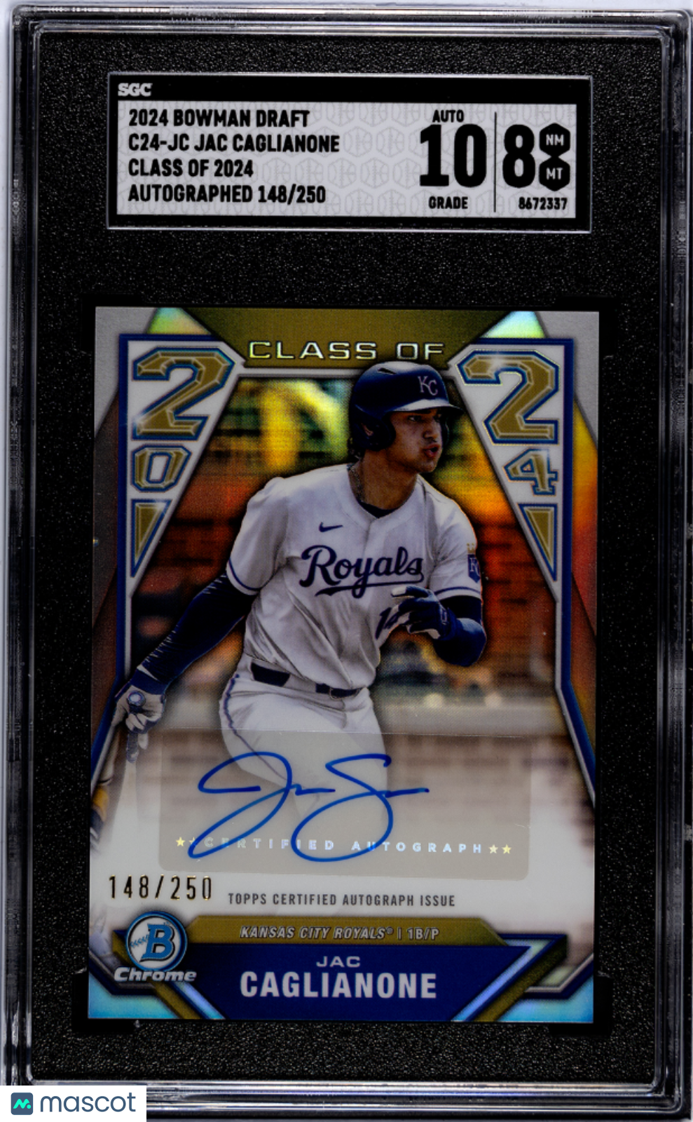 2024 Bowman Draft Jac Caglianone #C24-JC Class Of Autograph SGC 8 Auto 10