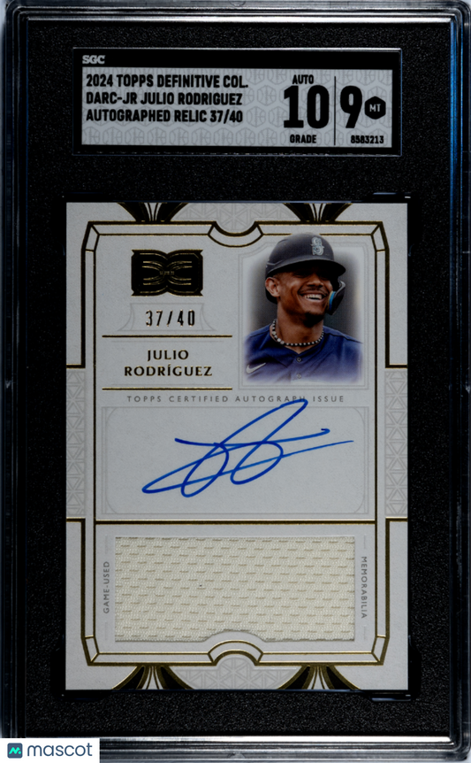 2024 Topps Definitive Julio Rodriguez #DARC-JR Auto Relic SGC 9 Auto 10