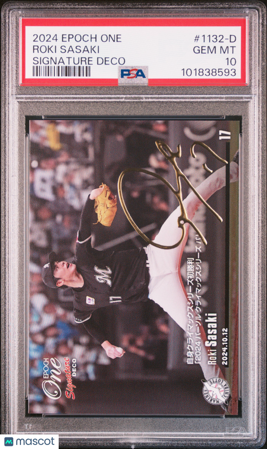 2024 Epoch One Roki Sasaki #1132-D Signature Deco PSA 10